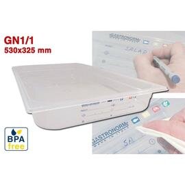 Gastronorm Behälter GN 1/1  x 65 mm Kunststoff transparent | Dauer-Etikett Produktbild
