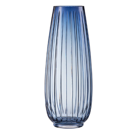 Vase Gr. 410 SIGNUM Glas blau Relief  Ø 165 mm  H 410 mm Produktbild