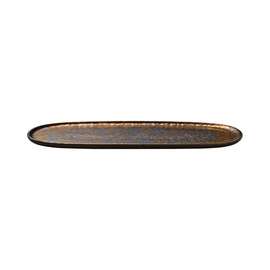 Platte flach NIVO METALLIC Steingut braun | gold 150 mm x 300 mm Produktbild 1 S