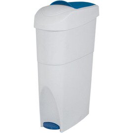 Tretabfalleimer Kunststoff blau weiß mit Fußpedal  L 180 mm  B 350 mm  H 530 mm Produktbild