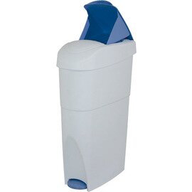 Tretabfalleimer Kunststoff blau weiß mit Fußpedal  L 180 mm  B 350 mm  H 530 mm Produktbild 1 S