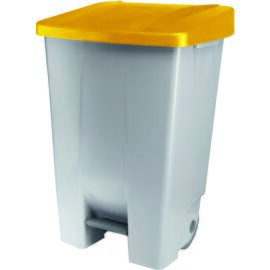 Tretabfallbehälter Kunststoff 60 ltr grau gelb Produktbild