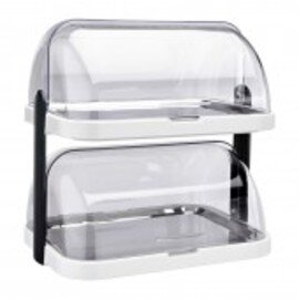 Buffet-Vitrine 2 Tabletts | 2 Hauben Kunststoff Edelstahl  L 440 mm  B 320 mm  H 440 mm Produktbild