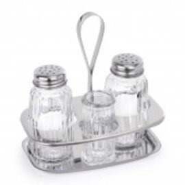 Menage • Pfeffer | Salz | Zahnstocher Glas Edelstahl H 140 mm Produktbild