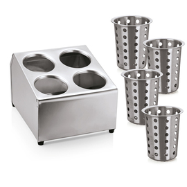 Besteckbehälter gelocht 4 Fächer mit Köchern  Ø 100 mm  L 260 mm  H 210 mm Produktbild