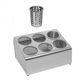 Besteckbehälter gelocht 6 Fächer mit Köchern  Ø 100 mm  L 370 mm  H 210 mm Produktbild