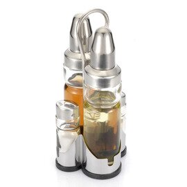 Menage • Essig | Öl | Salz | Pfeffer Glas Edelstahl H 220 mm Produktbild