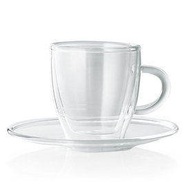 Espressotasse ENJOY 8 cl transparent mit Untertasse doppelwandig Produktbild