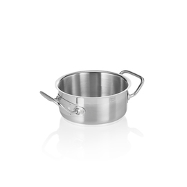 Bratentopf niedrig Edelstahl 1,5 ltr Ø 160 mm | Boden-Ø 140 mm | induktionsgeeignet Produktbild