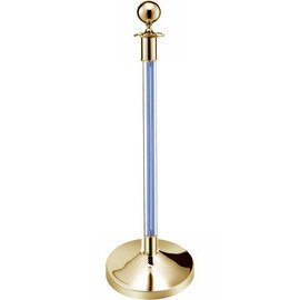 Abgrenzungsständer, (1 Ständer), Titanium Gold, Mittelteil Polycarbonat, klar mit blauen Streifen, Ausführung: Kugel, H 95 cm Produktbild