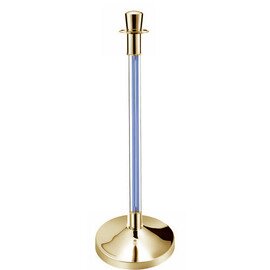 Abgrenzungsständer, (1 Ständer), Titanium Gold, Mittelteil Polycarbonat, klar mit blauen Streifen, Ausführung: Zylinder, H 95 cm Produktbild