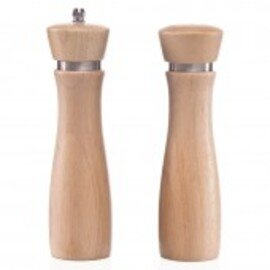 Pfeffermühle Holz naturfarben • Mahlwerk aus Keramik  H 220 mm | Edelstahlring Produktbild