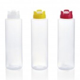 Quetschflasche 350 ml Kunststoff rot transparent Schraubdeckel | Silikonventil Ø 55 mm H 190 mm Produktbild