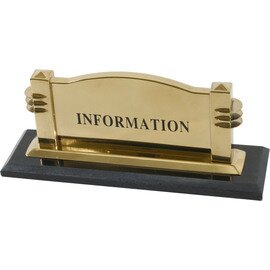 Info Schild  "Information", Farbe: titanium gold, beidseitig beschriftet, hochwertige Ausführung, schwerer Marmorfuß, Schild  28 x 12 cm, Fuß  34 x 10 cm Produktbild 0 L