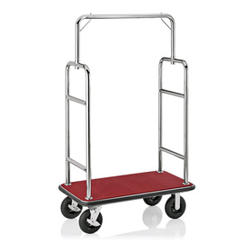 Gepäckwagen Edelstahl rot silberfarben | Rollen-Ø 150 mm H 1830 mm Produktbild