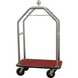 Gepäckwagen Edelstahl rot silberfarben | Rollen-Ø 200 mm  H 1900 mm Produktbild