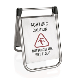 Aufsteller • Achtung Rutschgefahr • Edelstahl | international | beidseitig H 620 mm Produktbild