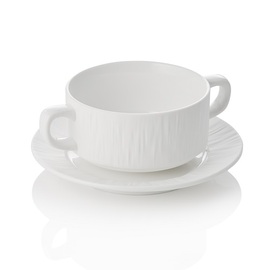 Suppentasse mit Untertasse MAYA SHIRO | Porzellan weiß | 250 ml Ø 105 mm H 55 mm Produktbild