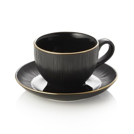 Cappuccinotasse mit Untertasse MAYA KURO | Porzellan schwarz | 200 ml Ø 90 mm H 60 mm Produktbild