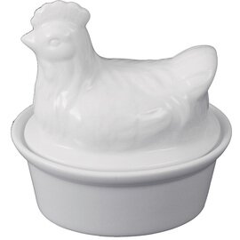 Pastetenform Henne mit Deckel Porzellan weiß oval 200 ml  L 125 mm  B 95 mm Produktbild