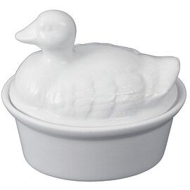 RESTPOSTEN | Pastetenform Ente mit Deckel Porzellan weiß oval 200 ml  L 125 mm  B 95 mm Produktbild