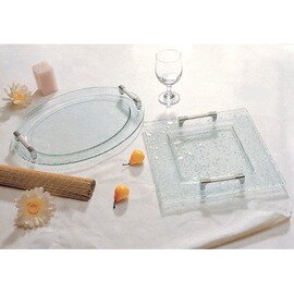 Platte mit Griffen, oval, Glas, 40 x 30 cm Produktbild