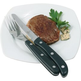 Steakgabel Edelstahl 18/0 schwarz Premium-Qualität | Grifffarbe schwarz  L 205 mm  H 1,5 mm Produktbild