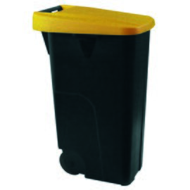 Abfallbehälter 85 ltr Kunststoff gelb schwarz Deckelfarbe gelb  L 420 mm  B 570 mm  H 760 mm Produktbild