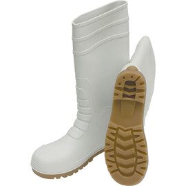 PVC Stiefel, Größe: 44,  weiß, mit Stahlkappe, Wasser-, und Ölfest, beständig gegen milde Säuren und Laugen, Anti-Slip Sohle Produktbild