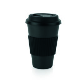 Coffee2Go Becher 450 ml Melamin schwarz mit Deckel Ø 90 mm  H 130 mm Produktbild