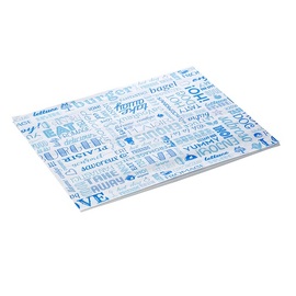 Burgerpapier Wrap & Go blau | weiß Aufschrift | 340 mm x 280 mm Produktbild