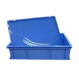 Stapelkasten, HDPE, kompl. mit Deckel, blau, 24 ltr. innen  54,5 x 35,5 x H 14 cm, außen 60 x 40 x H 14,8 cm Produktbild
