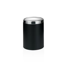 Abfalleimer Edelstahl | schwarz pulverbeschichtet 5 ltr | Ø 185 mm H 280 mm | Schwingdeckel Produktbild