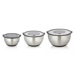 Schüssel Set Edelstahl 3-teilig | mit Skalierung | 3 Aufsätze  | 1,4 ltr / 2,8 ltr / 4,7 ltr Produktbild