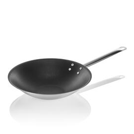 Wok Edelstahl  Ø 380 mm H 90 mm | abgeflachter Boden | antihaftbeschichtet Produktbild