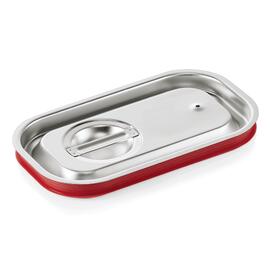 GN Transportdeckel GN 1/4 Edelstahl | Druckausgleichsöffnung | rote Silikondichtung Produktbild