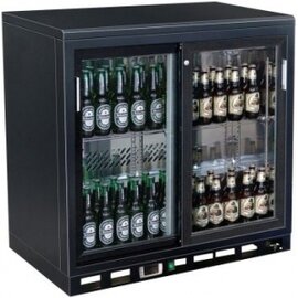 Bar Cooler mit Schiebetüren SC 250 SD schwarz 202 ltr | Umluftkühlung Produktbild