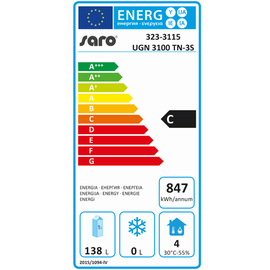 Unterbaukühltisch UGN 3100 TN-3S 350 Watt 317 ltr | 3 Schubladen Produktbild 1 L