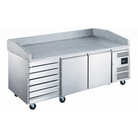 Pizzatisch EPZ 2610 TN 300 ltr | 2 Volltüren | 7 Schubladen | Aufkantung | passend für Bäckerei-Roste Produktbild