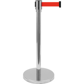 Abgrenzungsst&auml;nder AF 206 SR Edelstahl Gurtfarbe rot  &Oslash; 0,36 m  L 1,8 m  H 0,915 m Produktbild