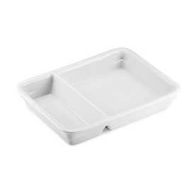 Menüschale Porzellan rechteckig weiß | 2 Fächer 2/3 : 1/3 | 235 mm x 175 mm H 40 mm Produktbild