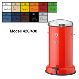 Abfallbehälter SERIE 400 24 ltr Stahlblech weiß mit Fußpedal Ø 260 mm  H 700 mm Produktbild