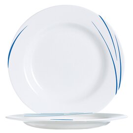 Teller flach TORONTO NAVY | Hartglas blau weiß | Strichdekor  Ø 240 mm Produktbild