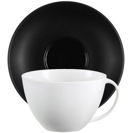 Obertasse OLEA mit Henkel 450 ml Porzellan schwarz cremeweiß mit Untertasse  H 75 mm Produktbild