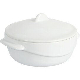 Mini Casserole, rund, 10 cm, mit Deckel, Steingut, Inhalt: 20 cl, Ø 112 mm,  mit Griffen 130 mm, H 70 mm, weiß Produktbild