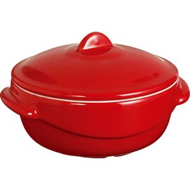 Mini Casserole, rund, 10 cm, mit Deckel, Steingut, Inhalt: 20 cl, Ø 112 mm,  mit Griffen 130 mm, H 70 mm, rot Produktbild