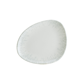Teller flach ENVISIO IRIS Vago Porzellan weiß | blau Randrillen oval asymmetrisch | 190 mm x 153 mm Produktbild