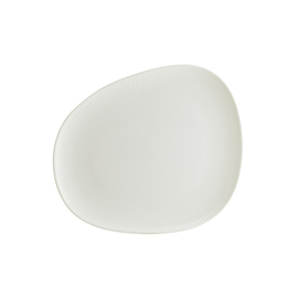 Teller flach ENVISIO IRIS WHITE Vago Porzellan weiß Randrillen oval asymmetrisch | 190 mm x 153 mm Produktbild