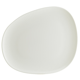 Teller flach ENVISIO IRIS WHITE Vago Porzellan weiß Randrillen oval asymmetrisch | 330 mm x 275 mm Produktbild