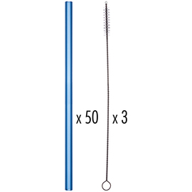Trinkhalm Glas blau L 200 mm | 50 Trinkhalme | 3 Reinigungsbürsten Produktbild 1 S